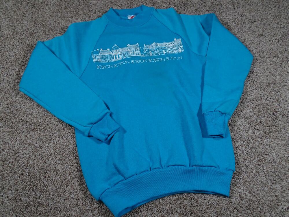 Vintage 90s Boston Skyline Sweatshirt Jerzees USA Kids Large